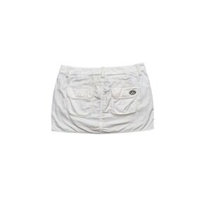Y2K Armani Exchange White Cotton Utility Cargo Mini Skirt Size 8 AX Back Pocket